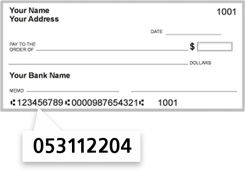 053112204 routing number on South State Bank check