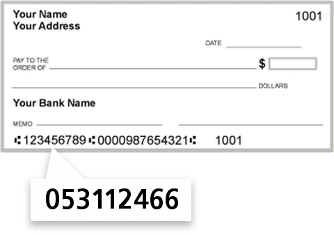 053112466 routing number on Sound Bank check