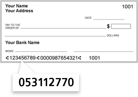 053112770 routing number on Four Oaks Bank & Trust Company check