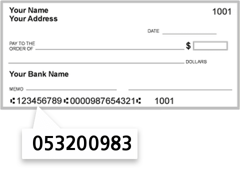 053200983 routing number on South State Bank check