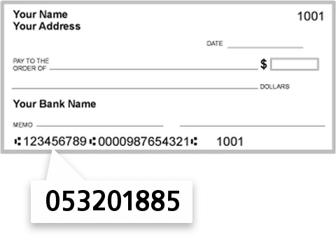 053201885 routing number on TD Bank NA check