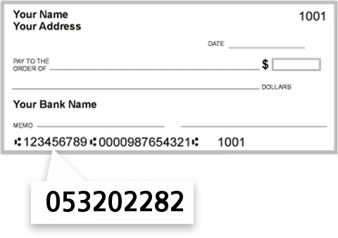 053202282 routing number on First South Bank check
