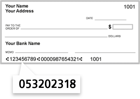 053202318 routing number on Conway National Bank check