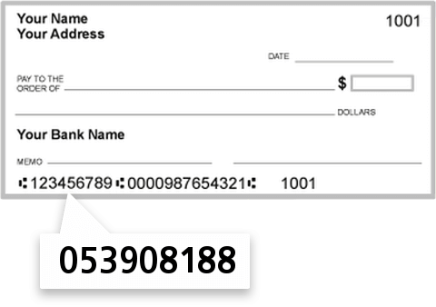 053908188 routing number on South State Bank check
