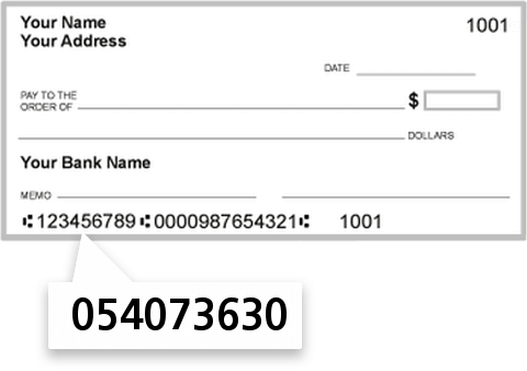 054073630 routing number on Urban Trust Bank check