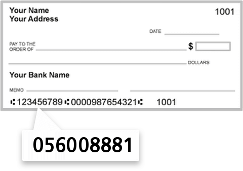 056008881 routing number on Washington First Bank check