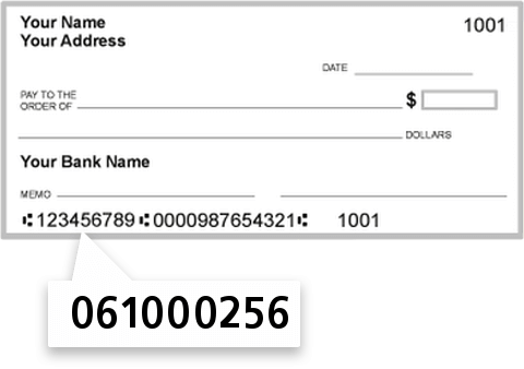 061000256 routing number on Wells Fargo Bank check