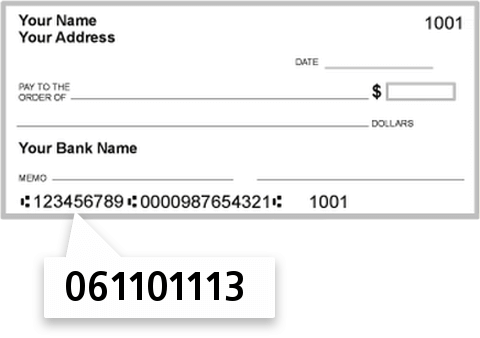 061101113 routing number on First State Bank check