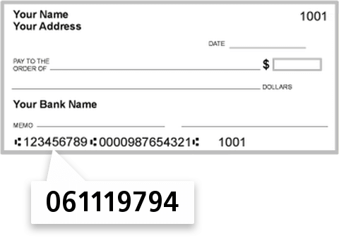 061119794 routing number on First IC Bank check