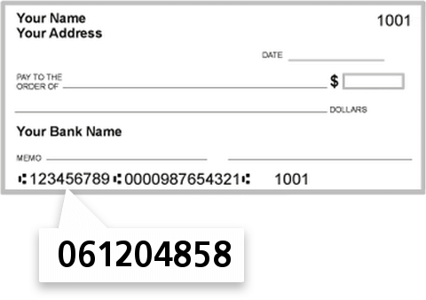 061204858 routing number on Thomasville National Bank check