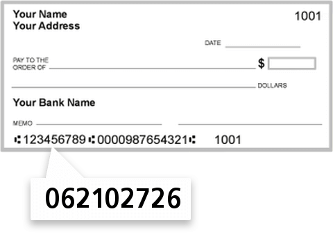 062102726 routing number on First Community BK check