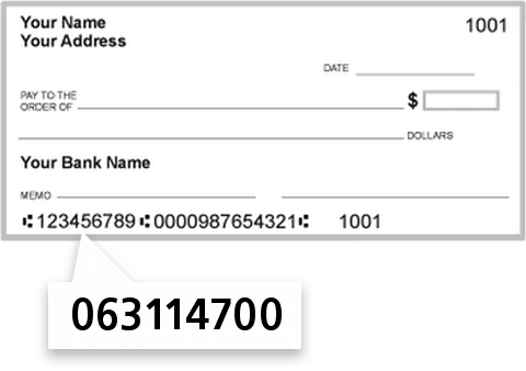 063114700 routing number on Centennial Bank check