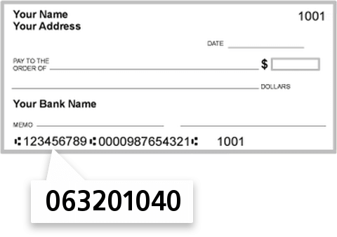 063201040 routing number on Bank of America NA check