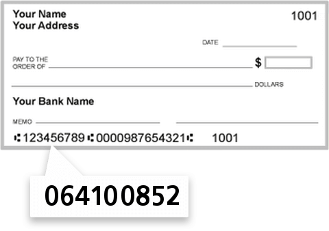 064100852 routing number on Bank of America check