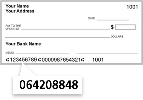 064208848 routing number on Heritage Community Bank check