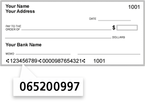065200997 routing number on First Natl BK check