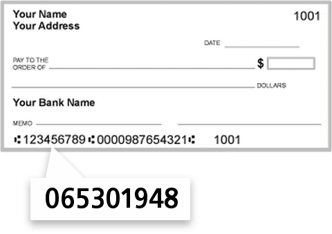 065301948 routing number on Bankplus check