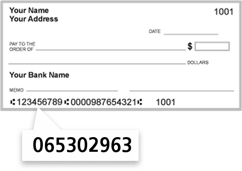 065302963 routing number on Commercial Bank check