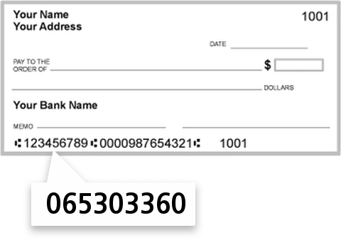 065303360 routing number on The First A Natl Banking Assn check