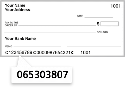 065303807 routing number on Merchants & Planters Bank check