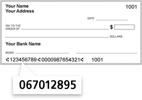 067012895 routing number on Centerstate Bank of Florida NA check