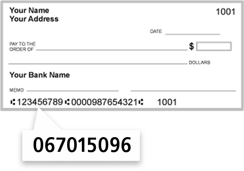 067015096 routing number on Optimumbank check