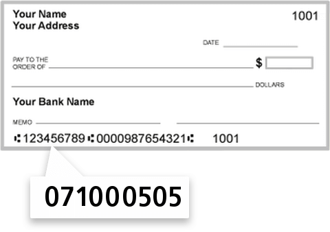 071000505 routing number on Bank of America NA check