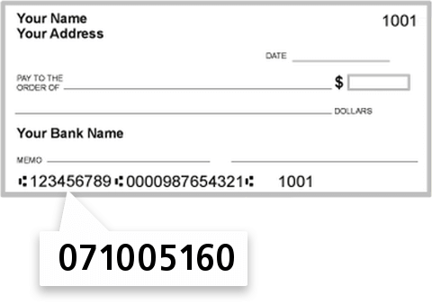 071005160 routing number on Bank of Hope check
