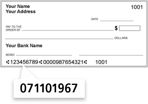 071101967 routing number on Busey Bank check