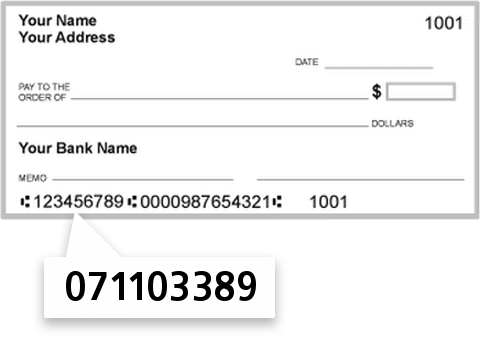 071103389 routing number on West Central Bank check