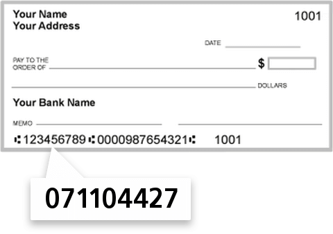 071104427 routing number on Heartland Bank AND Trust CO check