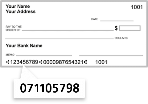 071105798 routing number on TNB Bank check