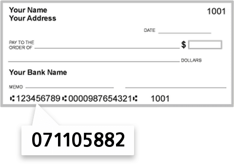 071105882 routing number on Bank of Farmington check