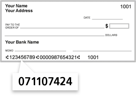 071107424 routing number on Wenona State Bank check