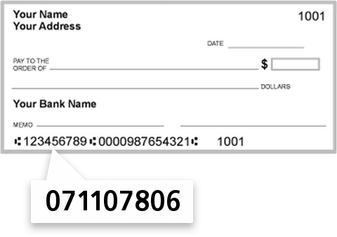 071107806 routing number on Bankorion check