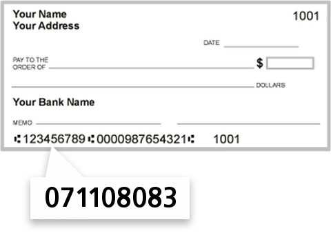 071108083 routing number on Exchange State BK check