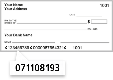 071108193 routing number on Peoples BK of Macon check