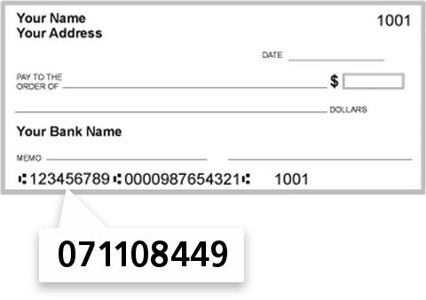 071108449 routing number on Marion County Savings Bank check