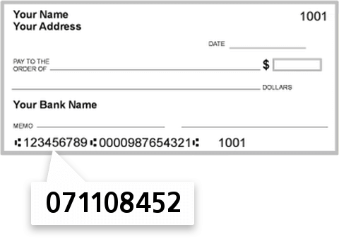 071108452 routing number on Morton Community Bank check