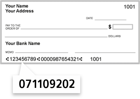 071109202 routing number on Tompkins State BK check