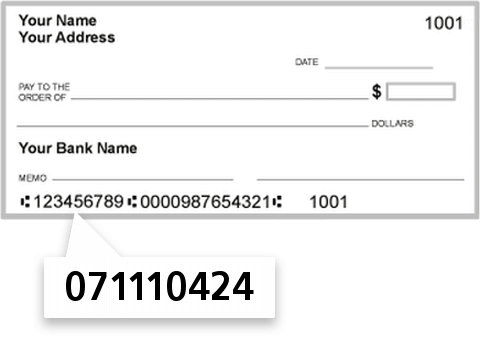 071110424 routing number on Table Grove State Bank check