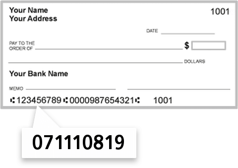 071110819 routing number on Longview Bank check
