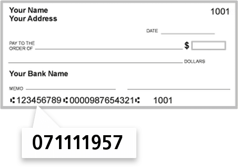 071111957 routing number on Buckley State BK check