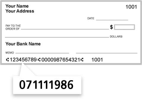071111986 routing number on First State Bank of Illinois check