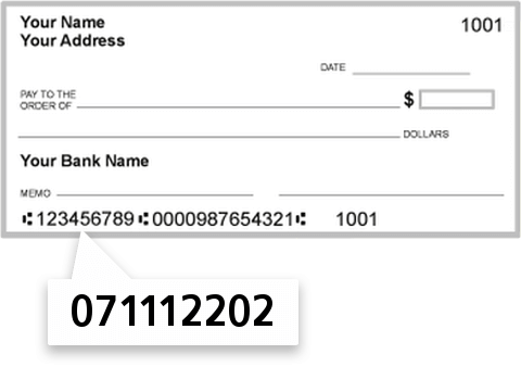 071112202 routing number on Bank of Chestnut check