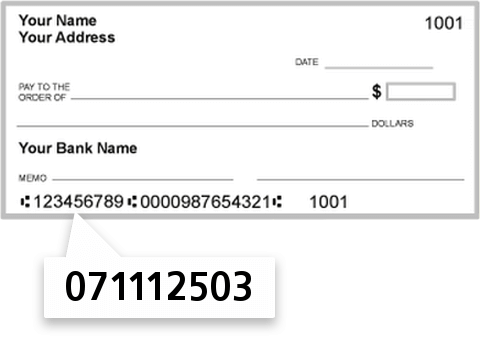 071112503 routing number on State Bank of Davis check