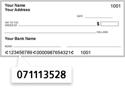 071113528 routing number on First Trust AND Svgs Bank check