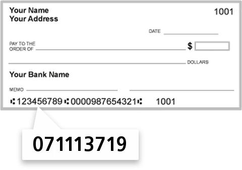 071113719 routing number on State BK of Industry check