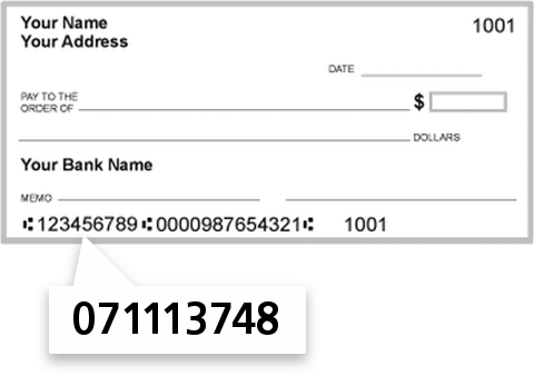 071113748 routing number on Ipava State BK check