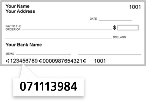 071113984 routing number on 1ST Natl BK Lacon check